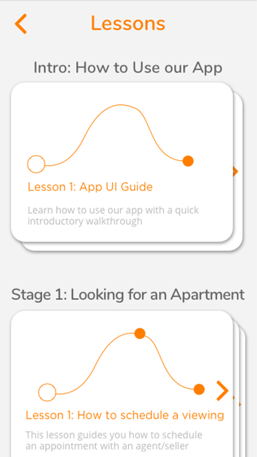 Mobile app on basic leasing lesson page