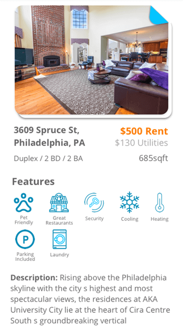 Mobile app on a apartment listing page