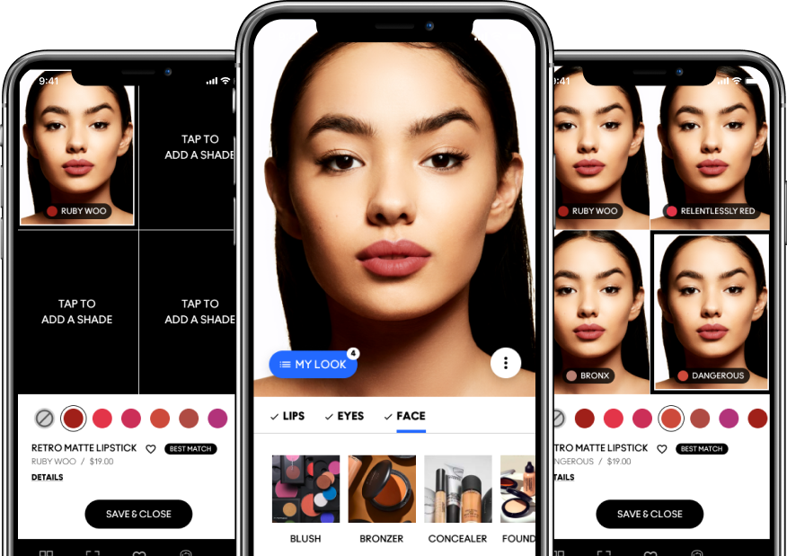 Cosmetic company mobile application to try on makeup virtually