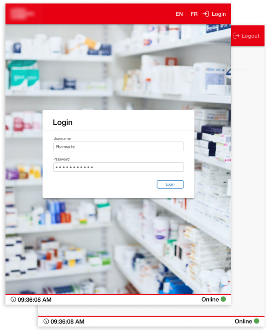 An internal system for a pharmacy login page